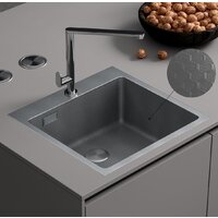 Кухонная мойка Roxen Snake 560220-50-S (50*48) сатин/текстурная поверхность (с коландером и дозатором)