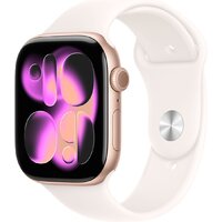 Умные часы Apple Watch Series 11 46 мм (алюминиевый корпус, розовое золото/легкие румяна, спортивный силиконовый ремешок M/L)