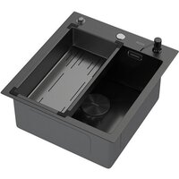 Кухонная мойка ARFEKA Eco AR мойка 450*500 POP-UP, коландер G, дозатор BLACK DECOR VOLCANIC ROCK