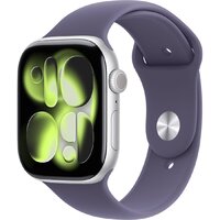Умные часы Apple Watch Series 11 46 мм (алюминиевый корпус, серебристый/фиолетовый туман, спортивный силиконовый ремешок M/L)