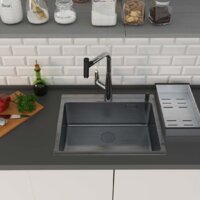 Кухонная мойка Roxen Simple 560220-55B PVD графит (с коландером и дозатором)