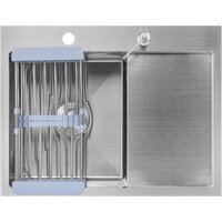 Кухонная мойка Saniteco 6550-L + Spike F9S07000 (хром, с сифоном, дозатором и коландером)