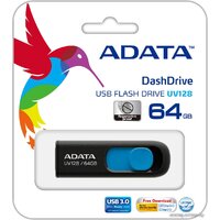 USB Flash ADATA DashDrive UV128 64GB (черный/синий)