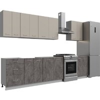 Готовая кухня Кортекс-мебель Корнелия Лира 2.5 без столешницы (капучино/оникс)