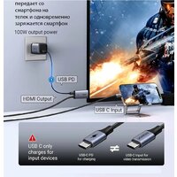 Кабель Ugreen CM675 HDMI - USB Type-C 55330 (2 м, черный)