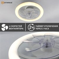 Припотолочная люстра Estares Fan Simple 65W+18W R-APP-480x125-BLACK/WHITE-220-IP20
