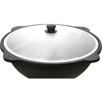 Казан Davr Metall Узбекский чугунный с крышкой, круглое дно (12 л)