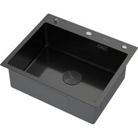 Кухонная мойка ARFEKA ECO AR мойка 600*500 POP-UP, роллер-мат, дозатор BLACK DECOR MILLET GRAINS