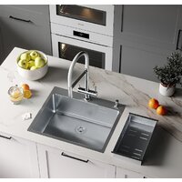 Кухонная мойка Roxen Simple 560220-50 сатин (с коландером и дозатором)