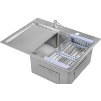 Кухонная мойка Saniteco 6550-R (с сифоном, дозатором и коландером)