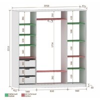 Шкаф-купе Кортекс-мебель Сенатор ШК12-45 Классика с зеркалом (дуб монтерей)