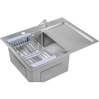 Кухонная мойка Saniteco 6550-L (с сифоном, дозатором и коландером)