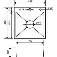 Кухонная мойка РМС MR-5050BL (с корзиной и дозатором)