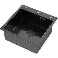 Кухонная мойка ARFEKA Eco AR мойка 500*500 POP-UP, коландер G, дозатор BLACK DECOR MILLET GRAINS