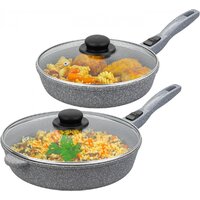 Набор сковород Elan Gallery Гармония вкуса +крышки 120591+2 (4пр, серый мрамор)