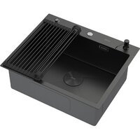 Кухонная мойка ARFEKA ECO AR мойка 600*500 POP-UP, роллер-мат, дозатор BLACK