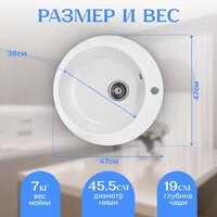 Кухонная мойка Saniteco Nova (белый)