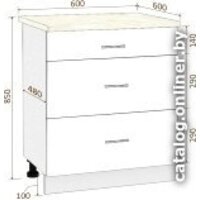 Шкаф напольный Кортекс-мебель Корнелия Лира НШ60р3ш (белый/королевский опал)