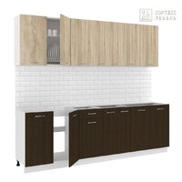 Готовая кухня Кортекс-мебель Корнелия Лира-лайт 2.5м без столешницы (дуб сонома/венге)