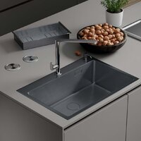 Кухонная мойка Roxen Simple 560220-70B PVD графит (с коландером и дозатором)
