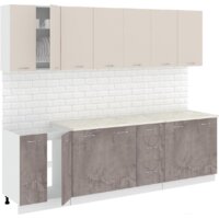 Готовая кухня Кортекс-мебель Корнелия Лира 2.6м (капучино/оникс/королевский опал)