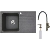 Кухонная мойка БелЭворс Styl L + смеситель W74004-9 + дозатор L405-1 (серый/сатин)