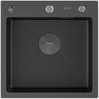 Кухонная мойка ARFEKA ECO AR 450*450 POP-UP BLACK PVD NANO DECOR (настольная)