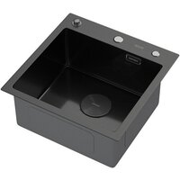 Кухонная мойка ARFEKA ECO AR 450*450 POP-UP BLACK PVD NANO DECOR MILLET GRAINS (настольная)