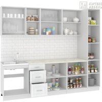 Готовая кухня Кортекс-мебель Корнелия Ретро 2.3м (ясень белый/марсель)
