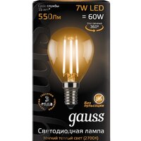 Светодиодная лампочка Gauss LED Filament Globe E14 7 Вт 2700 К 105801107
