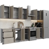 Готовая кухня Кортекс-мебель Корнелия Лира 2.3 (капучино/королевский опал)