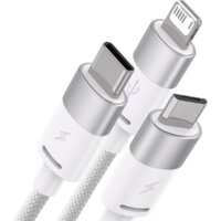 Кабель Baseus One-For-Three Fast Charging Data Cable 3.5A USB Type-A - USB Type-C/microUSB/Lightning (0.5 м, белый)