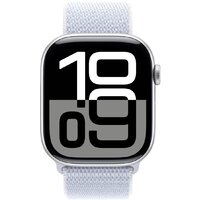 Умные часы Apple Watch Series 10 46 мм (алюминиевый корпус, серебристый/голубой, нейлоновый ремешок)