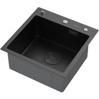 Кухонная мойка ARFEKA ECO AR 450*450 POP-UP BLACK PVD NANO DECOR (настольная)