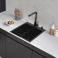 Кухонная мойка ARFEKA ECO AR мойка 450*500, коландер F, дозатор BLACK DECOR