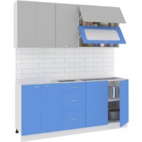 Готовая кухня Кортекс-мебель Корнелия Мара 1.8м без столешницы (серый/синий)