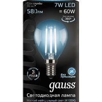 Светодиодная лампочка Gauss LED Filament Globe E14 7 Вт 4100 К 105801207