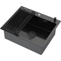 Кухонная мойка ARFEKA ECO AR мойка 600*500 POP-UP, роллер-мат, дозатор BLACK DECOR MILLET GRAINS
