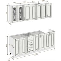 Готовая кухня Кортекс-мебель Корнелия Ретро 2.2м без столешницы (дуб сонома)