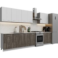 Готовая кухня Кортекс-мебель Корнелия Лира 2.7 (белый/орех элия/королевский опал)