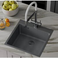 Кухонная мойка Roxen Snake 560220-50-BS (50*48) PVD графит/текстурная поверхность (с коландером и дозатором)