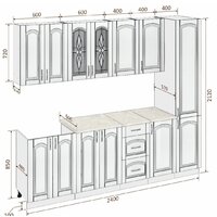 Готовая кухня Кортекс-мебель Корнелия Ретро 2.4 м (ясень белый/дуб бунратти)