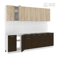 Готовая кухня Кортекс-мебель Корнелия Лира-лайт 2.6м без столешницы (дуб сонома/венге)