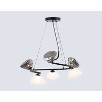 Подвесная люстра Ambrella light LH15003/6 BK/FR/SM (черный/белый матовый/дымчатый)