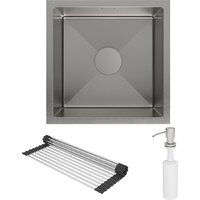 Кухонная мойка Roxen Uno 560210-44 (440*440) сатин под столешницу (с ролл-матом и дозатором)