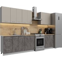 Готовая кухня Кортекс-мебель Корнелия Лира 2.4 (капучино/оникс/дуб бунратти)