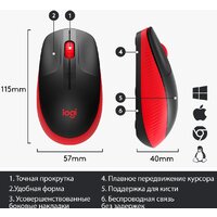 Мышь Logitech M190 (черный/красный)