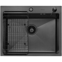 Кухонная мойка ARFEKA ECO AR мойка 600*500, коландер F, дозатор BLACK DECOR VOLCANIC