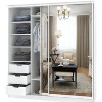Шкаф-купе Кортекс-мебель Сенатор ШК12 Классика зеркало (белый)