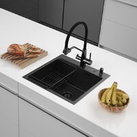 Кухонная мойка ARFEKA ECO AR мойка 500*500, коландер F, дозатор BLACK DECOR